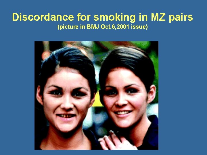 Discordance for smoking in MZ pairs (picture in BMJ Oct. 6, 2001 issue) 