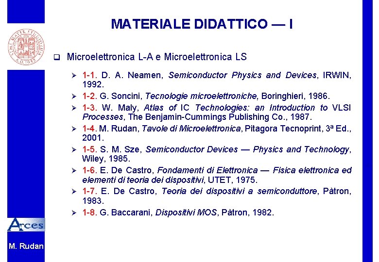 MATERIALE DIDATTICO — I q Microelettronica L-A e Microelettronica LS Ø Ø Ø Ø