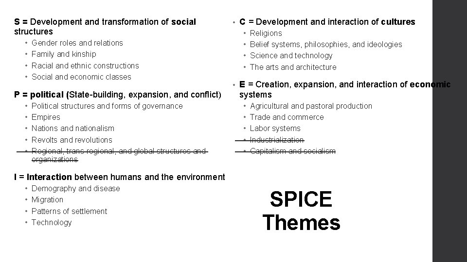 S = Development and transformation of social structures • • Gender roles and relations