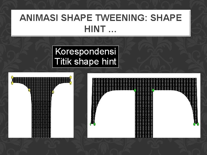 ANIMASI SHAPE TWEENING: SHAPE HINT … Korespondensi Titik shape hint 