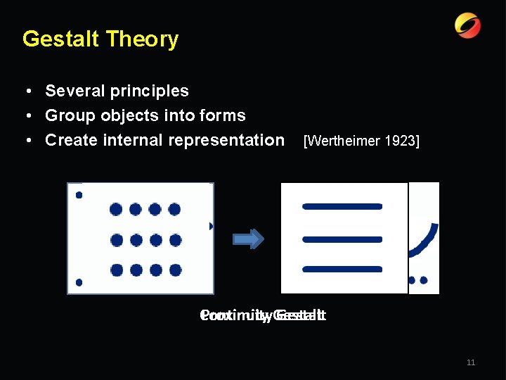 Gestalt Theory • Several principles • Group objects into forms • Create internal representation