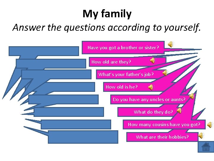 My family Answer the questions according to yourself. Have you got a brother or