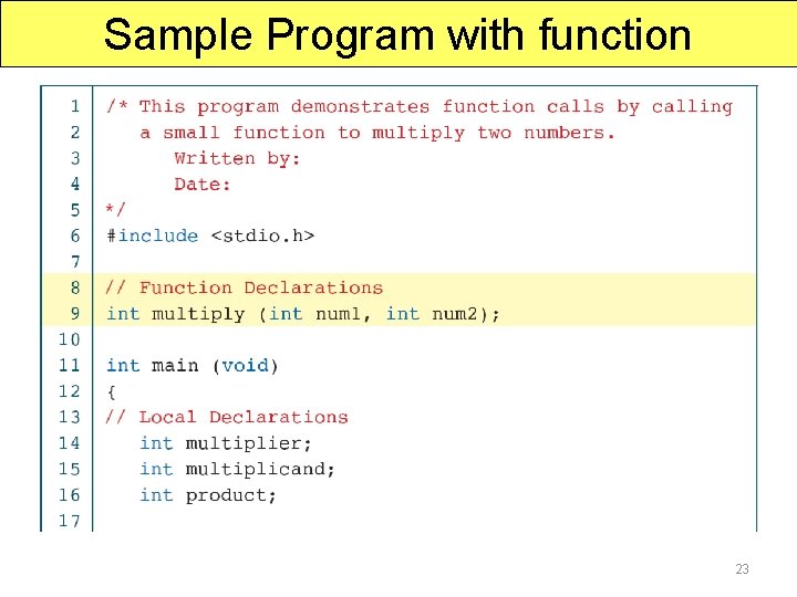 Sample Program with function 23 