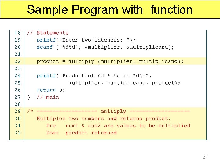 Sample Program with function 24 