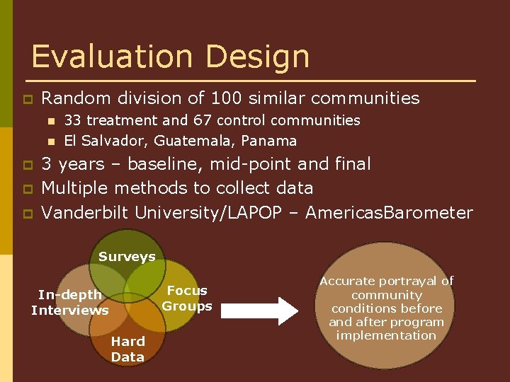 Evaluation Design p Random division of 100 similar communities n n p p p
