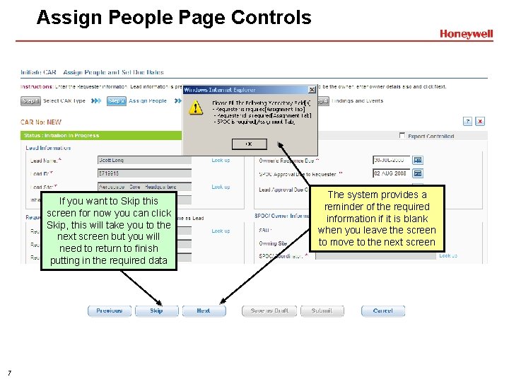 Assign People Page Controls If you want to Skip this screen for now you