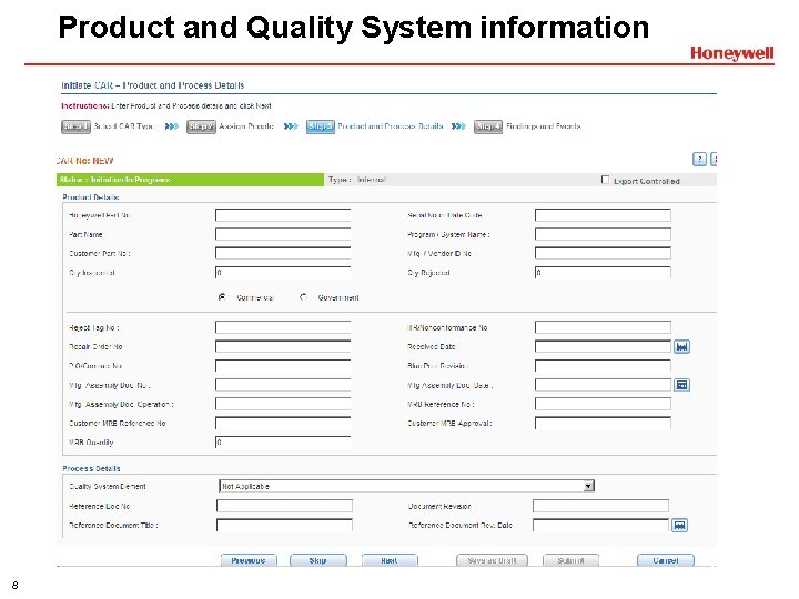 Product and Quality System information 8 