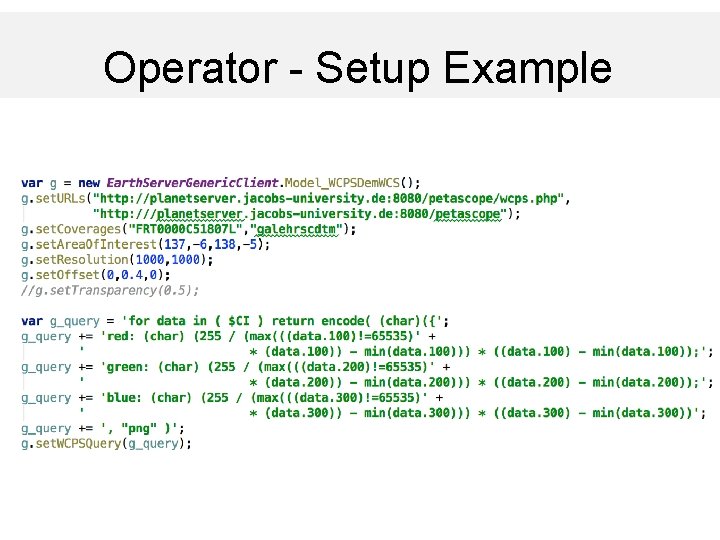 Operator - Setup Example 