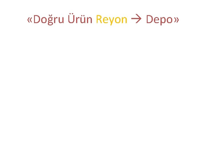  «Doğru Ürün Reyon Depo» 