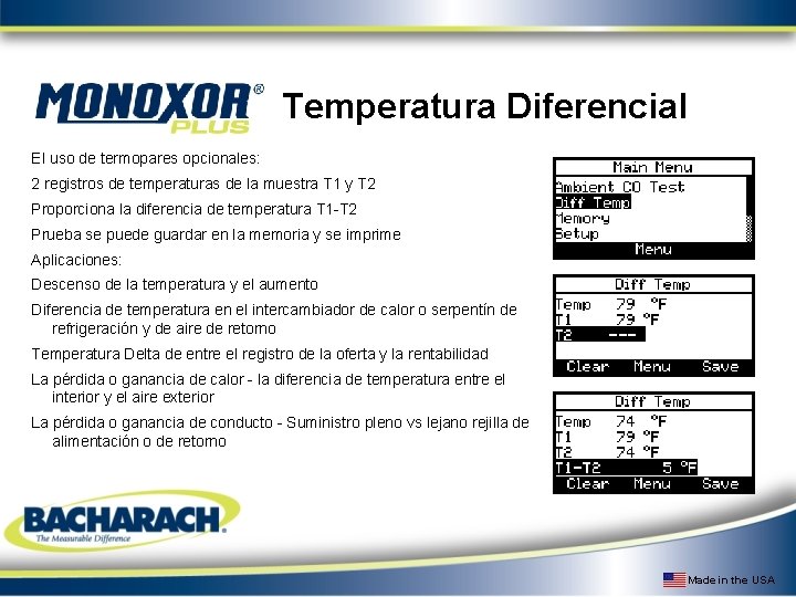 Temperatura Diferencial El uso de termopares opcionales: 2 registros de temperaturas de la muestra