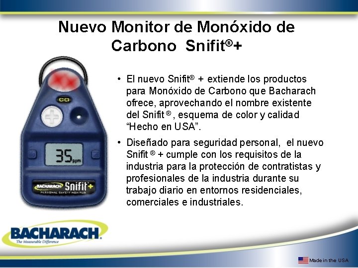 Nuevo Monitor de Monóxido de Carbono Snifit®+ • El nuevo Snifit® + extiende los