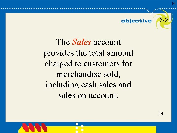 14 6 -2 The Sales account provides the total amount charged to customers for