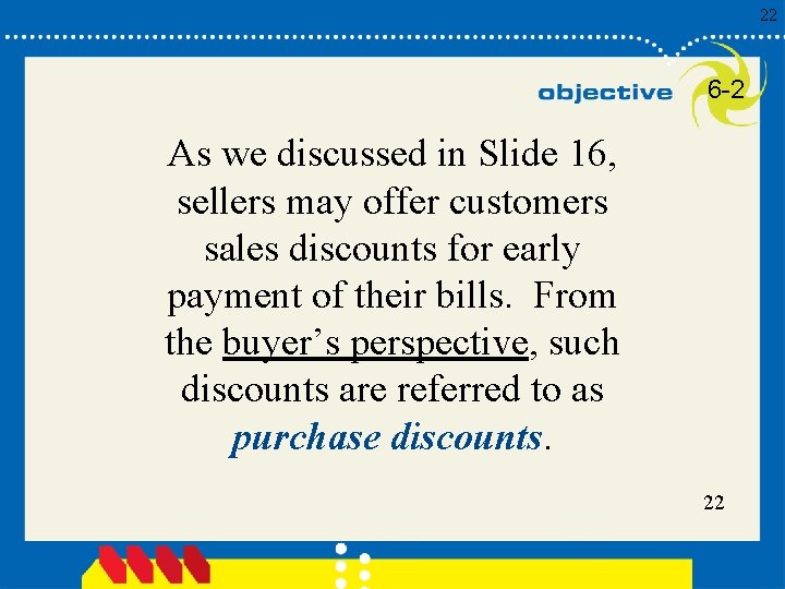 22 6 -2 As we discussed in Slide 16, sellers may offer customers sales