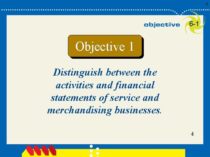 4 6 -1 Objective 1 Distinguish between the activities and financial statements of service