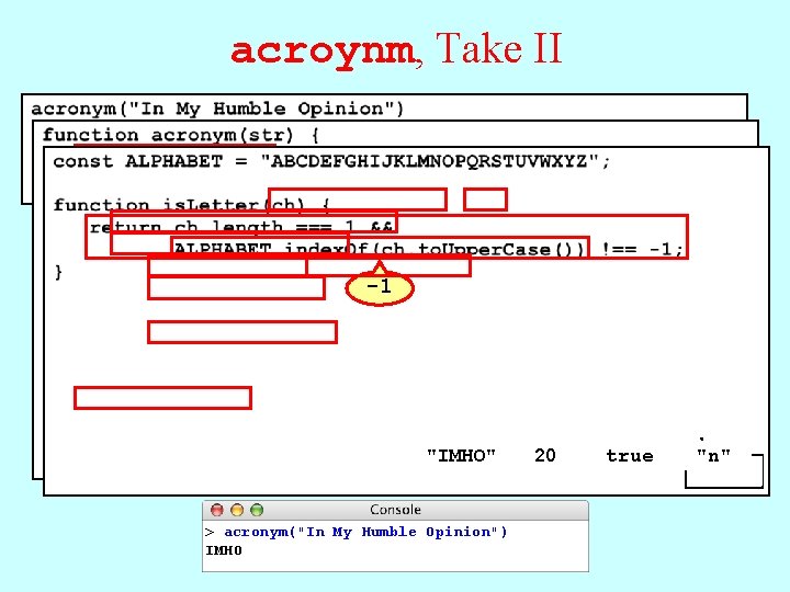 acroynm, Take II -1 8 str result i "In My Humble Opinion" "IMHO" "IMH"