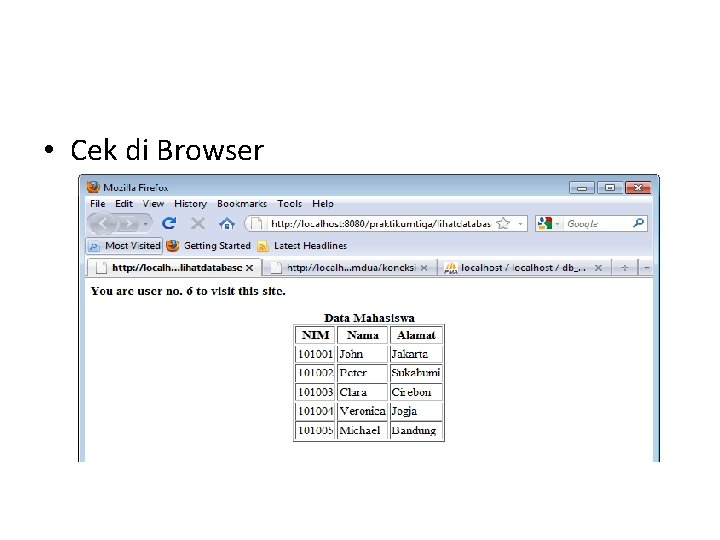  • Cek di Browser 