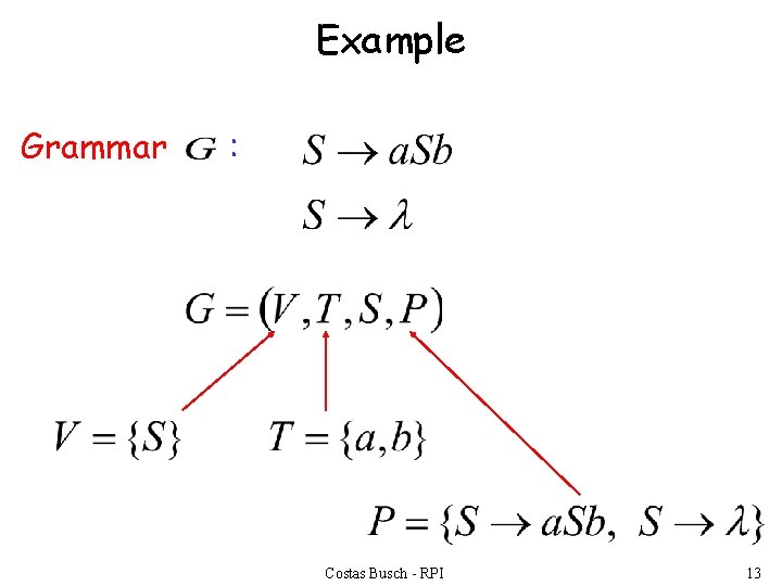 Example Grammar : Costas Busch - RPI 13 