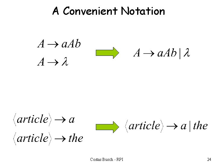 A Convenient Notation Costas Busch - RPI 24 