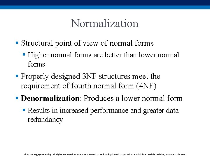 Normalization § Structural point of view of normal forms § Higher normal forms are