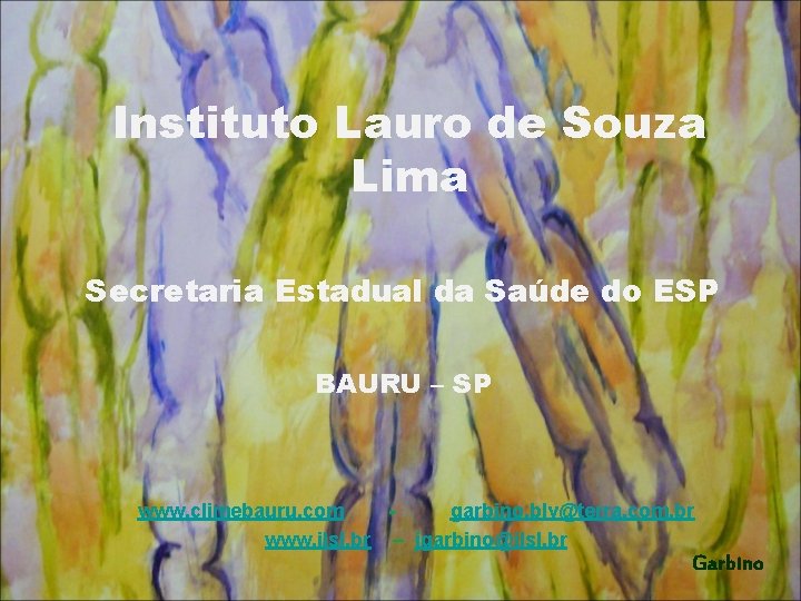 Instituto Lauro de Souza Lima Secretaria Estadual da Saúde do ESP BAURU – SP