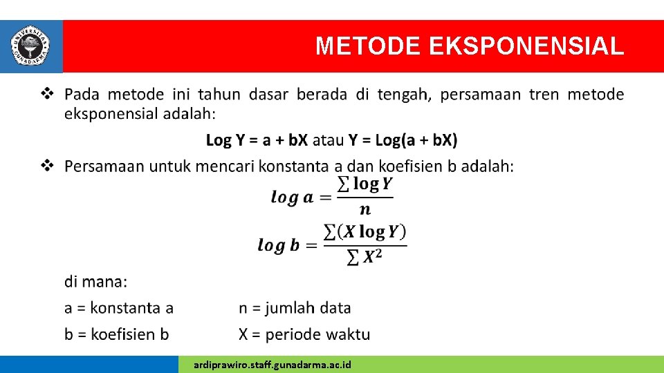 METODE EKSPONENSIAL • ardiprawiro. staff. gunadarma. ac. id 