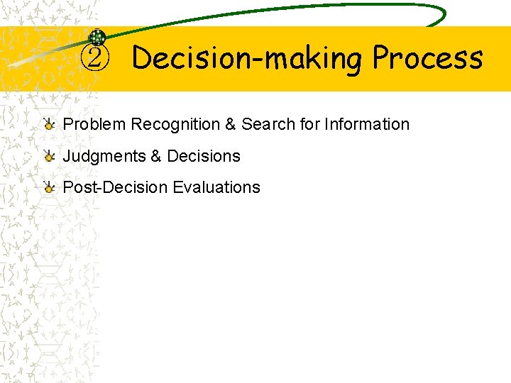 ② Decision-making Process Problem Recognition & Search for Information Judgments & Decisions Post-Decision Evaluations