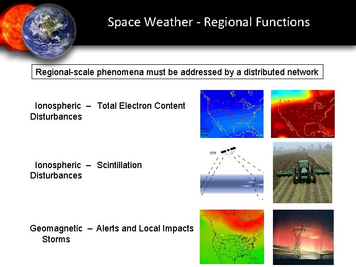 Space Weather - Regional Functions Regional-scale phenomena must be addressed by a distributed network
