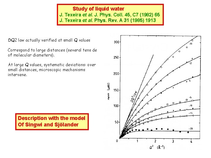 Study of liquid water J. Texeira et al. J. Phys. Coll. 45, C 7