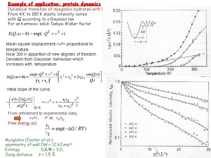 Example of application: protein dynamics Dynamical transition of myoglobin hydrated with D 2 O.