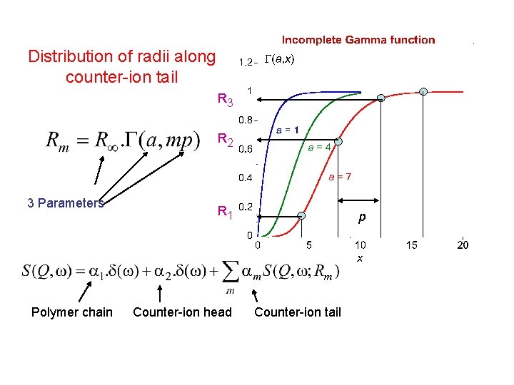 Distribution of radii along counter-ion tail R 3 R 2 3 Parameters Polymer chain