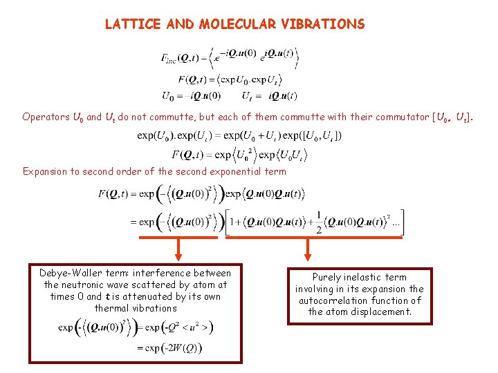 LATTICE AND MOLECULAR VIBRATIONS Operators U 0 and Ut do not commutte, but each