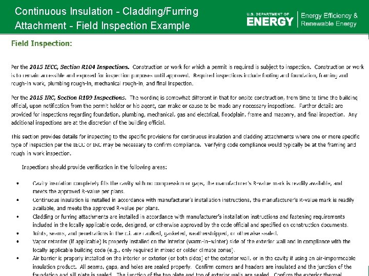 Continuous Insulation - Cladding/Furring Attachment - Field Inspection Example 32 | Building America eere.