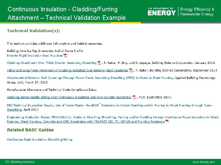 Continuous Insulation - Cladding/Furring Attachment – Technical Validation Example 33 | Building America eere.