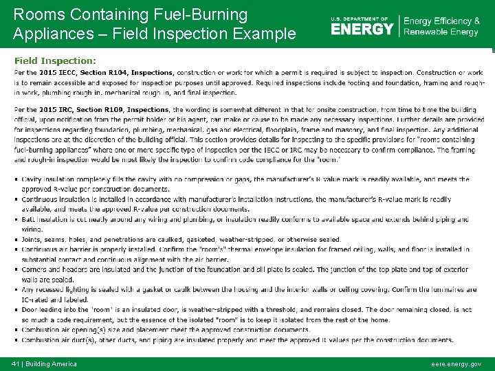 Rooms Containing Fuel-Burning Appliances – Field Inspection Example 41 | Building America eere. energy.