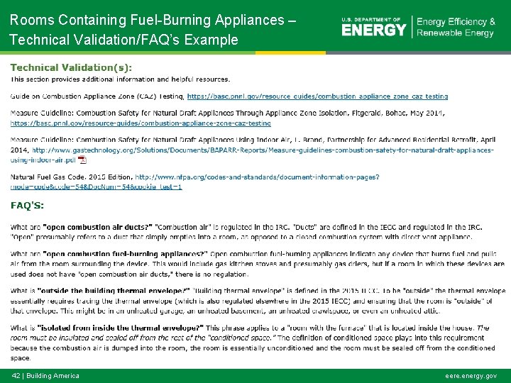 Rooms Containing Fuel-Burning Appliances – Technical Validation/FAQ’s Example 42 | Building America eere. energy.