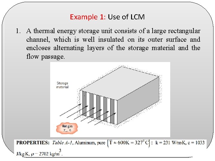 Example 1: Use of LCM 1. A thermal energy storage unit consists of a