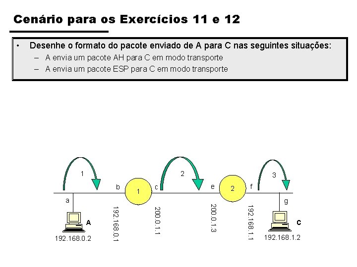 Cenário para os Exercícios 11 e 12 • Desenhe o formato do pacote enviado