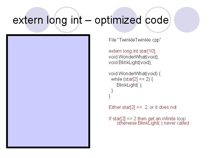 extern long int – optimized code. extern _star; . extern _Blink. Light__Fv; . section extern long int – optimized code. extern _star; . extern _Blink. Light__Fv; . section