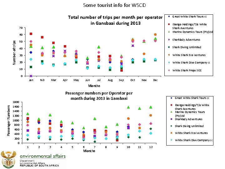 Some tourist info for WSCD Total number of trips per month per operator in