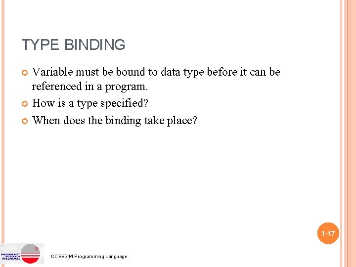 TYPE BINDING Variable must be bound to data type before it can be referenced