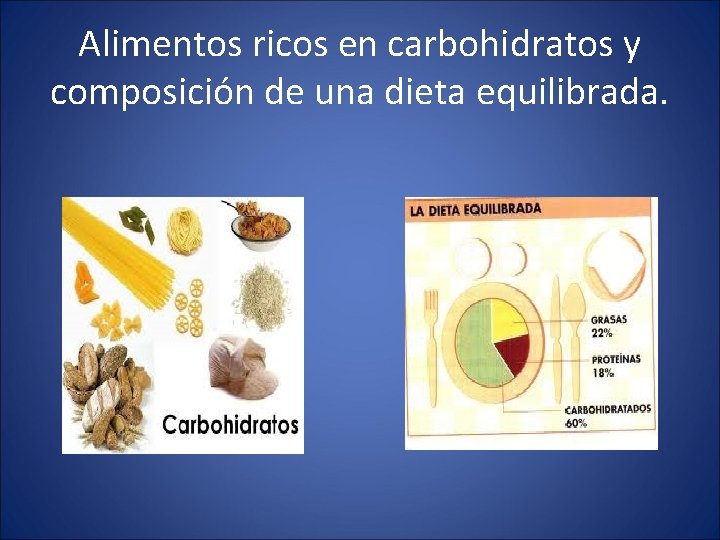 Alimentos ricos en carbohidratos y composición de una dieta equilibrada. 