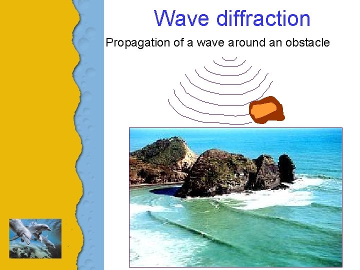 Wave diffraction Propagation of a wave around an obstacle 