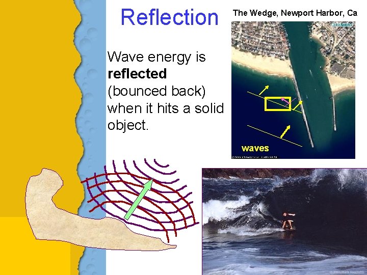 Reflection The Wedge, Newport Harbor, Ca Wave energy is reflected (bounced back) when it