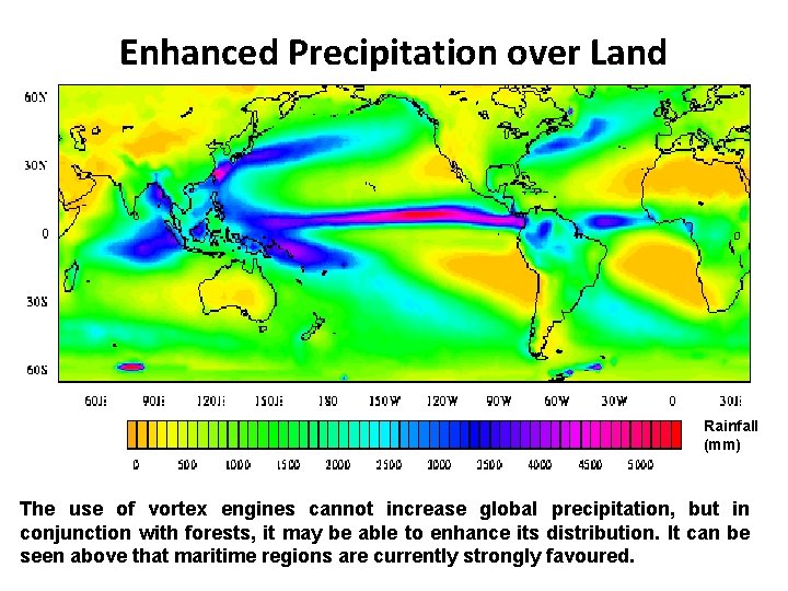 Enhanced Precipitation over Land Rainfall (mm) The use of vortex engines cannot increase global