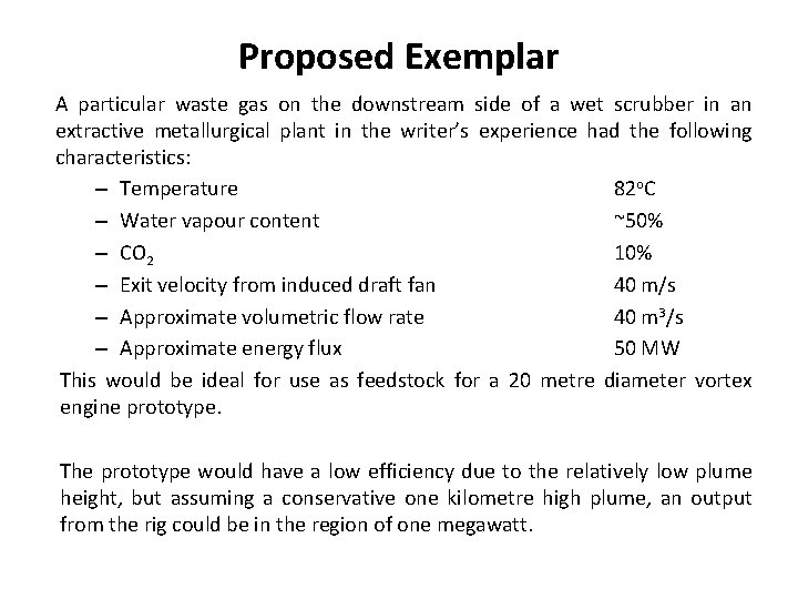 Proposed Exemplar A particular waste gas on the downstream side of a wet scrubber