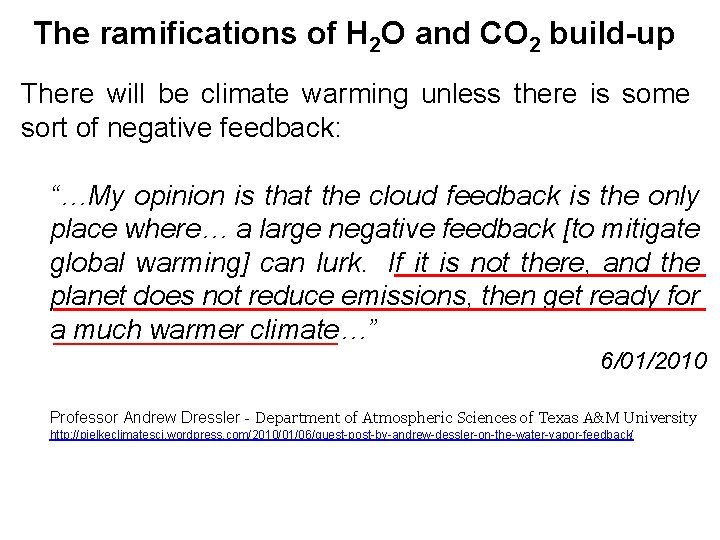 The ramifications of H 2 O and CO 2 build-up There will be climate