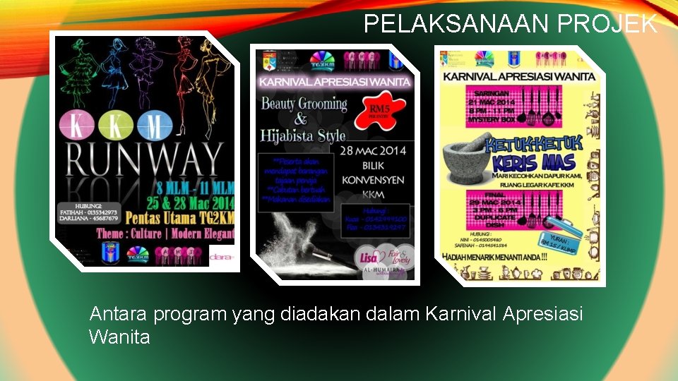 PELAKSANAAN PROJEK Antara program yang diadakan dalam Karnival Apresiasi Wanita 