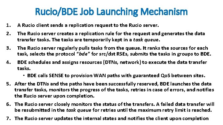 Rucio/BDE Job Launching Mechanism 1. 2. 3. 4. 5. 6. 7. A Rucio client