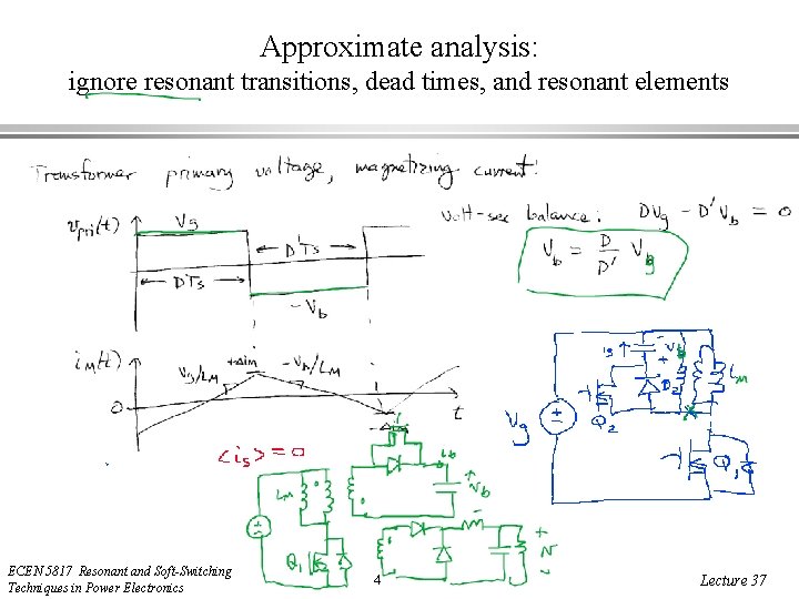 Approximate analysis: ignore resonant transitions, dead times, and resonant elements ECEN 5817 Resonant and