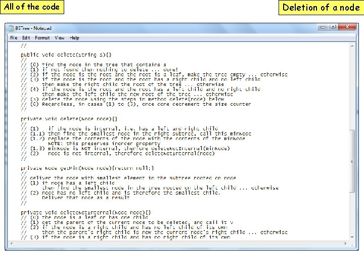 All of the code Deletion of a node 